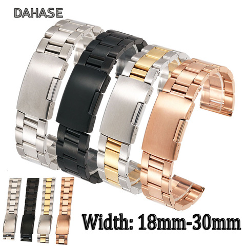 QSSZ – bracelet de montre en acier inoxydable, 18mm 20mm 22mm 24mm 26mm 28mm 30mm, solide, classique, métal ► Photo 1/6