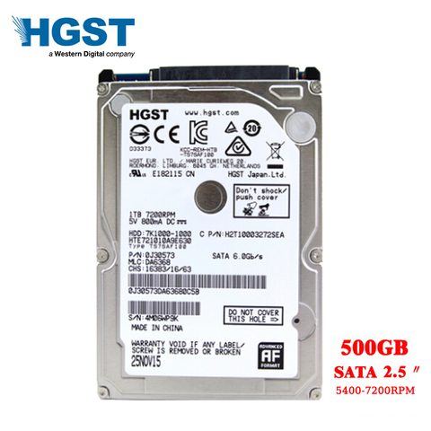 HGST-disque dur hdd de 2.5 pouces, pour ordinateur portable, avec capacité de 500 go, 2 mo/8 mo, 1.5-5400 RPM, sata 2/3, 7200 GB/s, livraison gratuite ► Photo 1/5