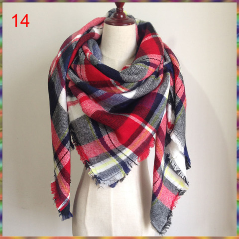 2022 Hiver Automne écharpe En Tricot oversize couverture tartan plaid volé Designer Femmes Bandana Acrylique écharpe châle 140x140 cm wrap ► Photo 1/6