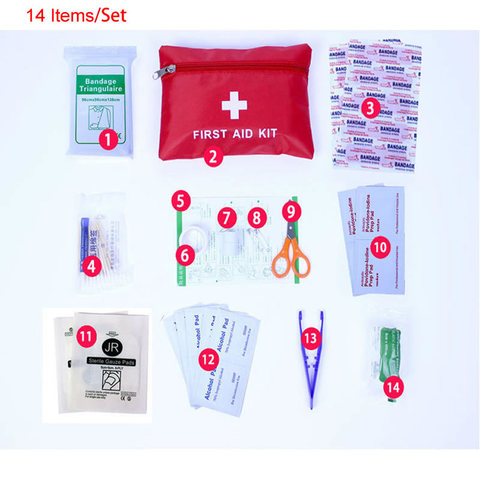 Kit de premiers soins Portable étanche pour l'extérieur, traitement médical d'urgence, famille ou voyage, 14 pièces/ensemble ► Photo 1/5