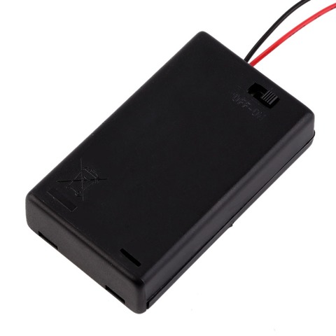 3 x AAA boîte de couverture de stockage de batterie support de boîtier en plastique avec interrupteur marche/arrêt et fils pour 3 pièces AAA piles noir en gros ► Photo 1/1