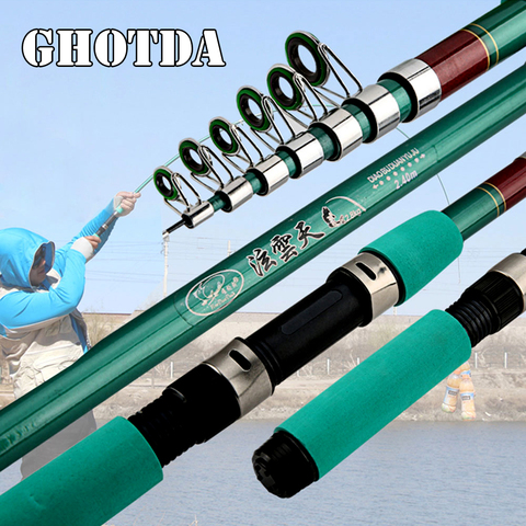 GHOTDA – canne à pêche feeder télescopique de 1.8 à 3.6M, accessoire résistant en FRP, adapté à la carpe ► Photo 1/6
