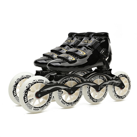Chaussure de patin à roulettes alignées en Fiber de carbone avancé, cadre en alliage 7075 CNC PU Durable 85A 110mm 100mm 90mm ► Photo 1/6