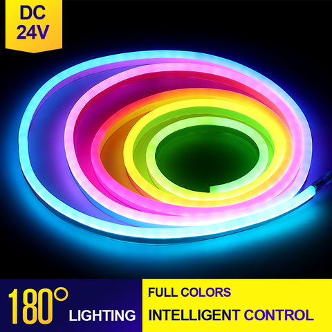 Bande lumineuse RGB LED multicolore néon, WS2812B, dc 24v, pixels intelligents adressables, WS2812 IC, 1M, 5M, 10M, pour Bar et Club ► Photo 1/6