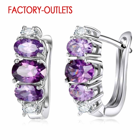 Cubique couleur boucles d'oreilles zircone pierre cristal mascarade amitié accessoires mariage danse fête 925 argent Sterling pour les femmes ► Photo 1/5