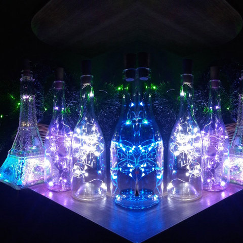 Guirlande lumineuse à vin en forme de liège, 1M, 10, Led, 2M, 20, Led verre, lampe lumineuse, décoration de fête de noël, LED ► Photo 1/6