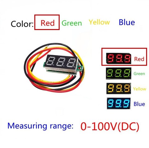 Voltmètre numérique rouge à trois lignes de précision cc, tête de voltmètre numérique LED DC4.5V-30V 0.28 pouces Mini voltmètre numérique 0-100V ► Photo 1/6