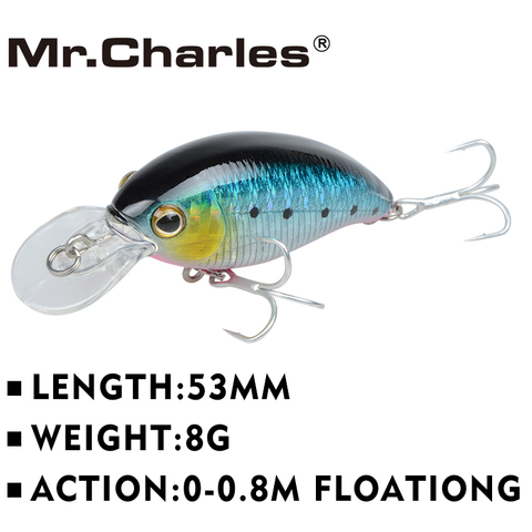 Mr.Charles-leurre de pêche flottant CMC006, appât artificiel, wobbler, cranbait, matériel de pêche, 53mm, 8g, 0 à 0.8m, 3D E ► Photo 1/6