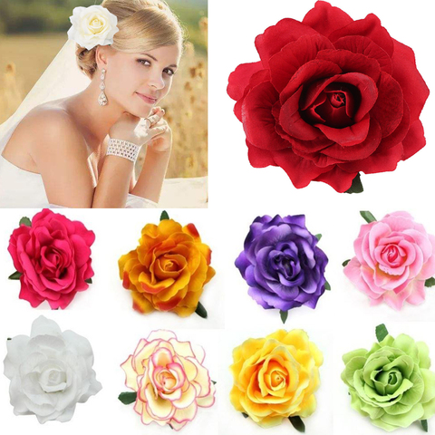 Accessoires cheveux bricolage pour coiffure de mariage | Clip à cheveux en forme de fleur rouge Rose, accessoires pour fête mariage ► Photo 1/6