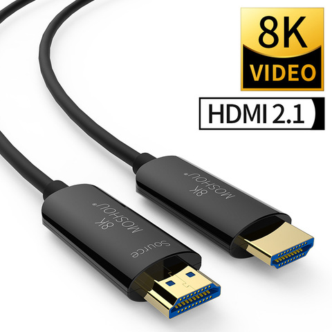 MOSHOU câble 2.1 compatible HDMI fibre optique ultra-hd (UHD) 120Hz 48Gbs avec Audio vidéo pour tv 8K câbles 8k compatibles HDMI ► Photo 1/6