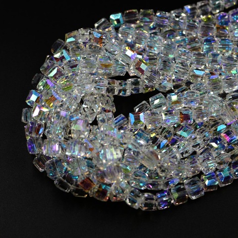 ZHUBI-perles en verre cristal AB cubes transparents, perles carrées à facettes, 2/3/4/6/8/10mm, artisanat, accessoires pour fabrication, bricolage, vente en gros ► Photo 1/4