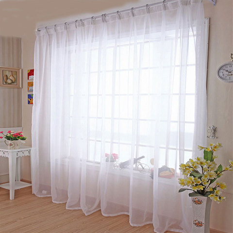 Rideaux de cuisine en Tulle translucide, décoration moderne pour fenêtre de maison, Voile blanc pur pour salon, panneau unique B502 ► Photo 1/6