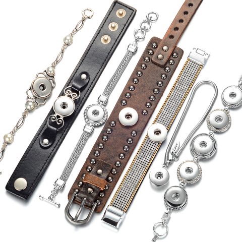 Bracelet en acier inoxydable avec bouton pression ginger, bijoux à breloques adapté aux boutons de 18 mm, NN-667 ► Photo 1/6