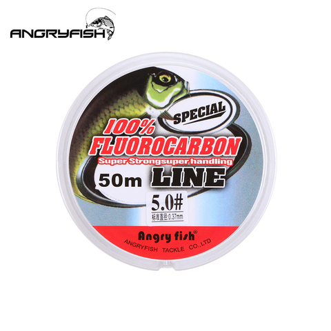 ANGRYFISH 100% Fluorocarbone Ligne De Pêche 50 m transparent Super forte Ligne de Poissons ► Photo 1/6