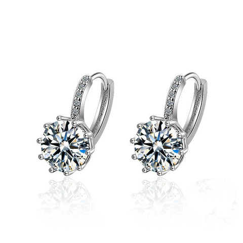 Boucles d'oreilles en argent Sterling 925 pour femmes, classiques, à la mode, en Zircon, rondes, AAA, pour mariage, 9 couleurs ► Photo 1/6