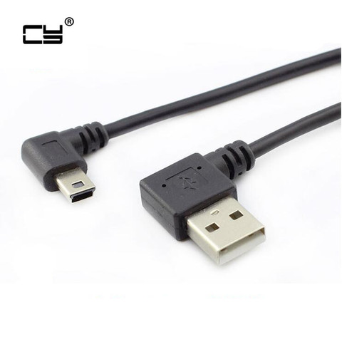 Mini USB 2.0 coudé à gauche mâle, câble court de 25cm, 90 degrés, connecteur USB ► Photo 1/1