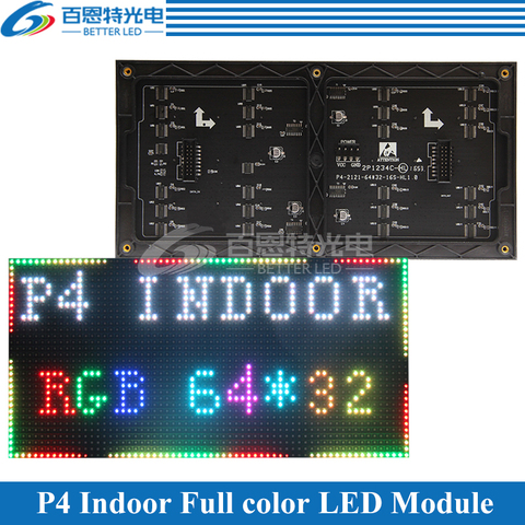 P4 panneau d'écran LED module 256*128mm 64*32 pixels 1/16 Scan intérieur 3in1 SMD rvb polychrome P4 LED module de panneau d'affichage ► Photo 1/3