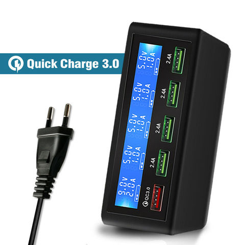 Charge rapide 3.0 Smart 5 ports USB chargeur adaptateur secteur affichage Lcd ► Photo 1/1