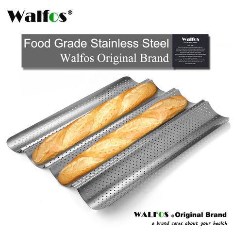 WALFOS marque 100% qualité alimentaire en acier au carbone 4 rainure 2 rainure vague française pain plateau de cuisson pour Baguette moule de cuisson Pan ► Photo 1/6