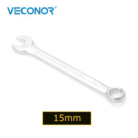 Veconor – clé combinée à bout de boîte ouverte de 15mm, clé combinée à anneau ouvert en Chrome Vanadium, outils manuels de réparation de voiture domestique 15mm ► Photo 1/6