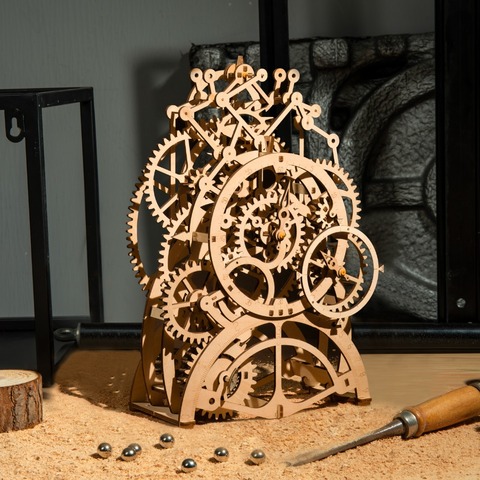 Robotime bricolage 3D en bois mécanique Puzzle modèle Kits de construction Laser coupe Action par horloge cadeau jouets pour enfants LG/LK/AM ► Photo 1/6