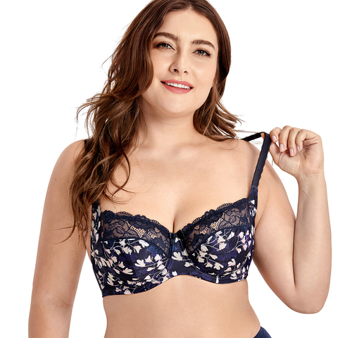 Soutien-gorge balconnet en dentelle Non rembourré grande taille pour femme ► Photo 1/6