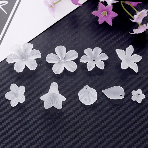 Pétales de feuilles en acrylique blanc, fleurs, perles d'espacement en acrylique givré pour les cheveux, boucles d'oreilles de mariage, accessoires de maquillage à faire soi-même ► Photo 1/6