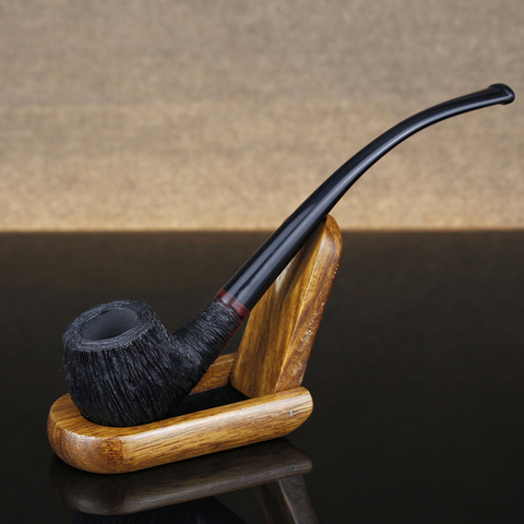 Pipe à fumer noire classique, tuyau en bois de bruyère avec filtre de 3mm, Pipe à tabac faite à la main avec gravure aléatoire, ensemble d'outils gratuits ► Photo 1/6