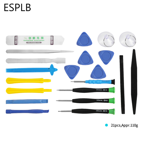 ESPLB – Kit d'outils de réparation de téléphone portable, 21 en 1, ouverture de l'écran, levier de démontage, tournevis, jeu de pincettes pour iPhone X 8 7 6S 6 Plus ► Photo 1/6