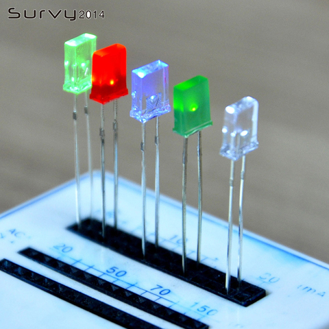 50 pièces 2x3x 4mm/2x5x7mm clair/diffusé Rectangle rectangulaire rouge/vert/jaune/bleu LED Diodes électroluminescentes lumière ► Photo 1/6