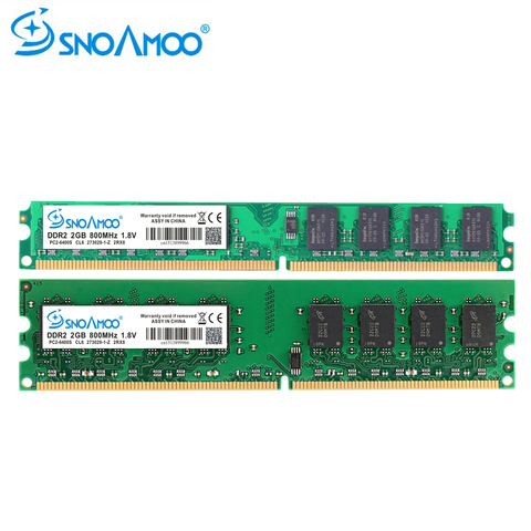 SNOAMOO – mémoire de serveur d'ordinateur de bureau, modèle DDR2, capacité 2x2 go, fréquence d'horloge 800/667/PC2-5300U MHz, Ram CL6, broches 240Pin, tension 1.8 V, Compatible avec AMD et Intel ► Photo 1/6