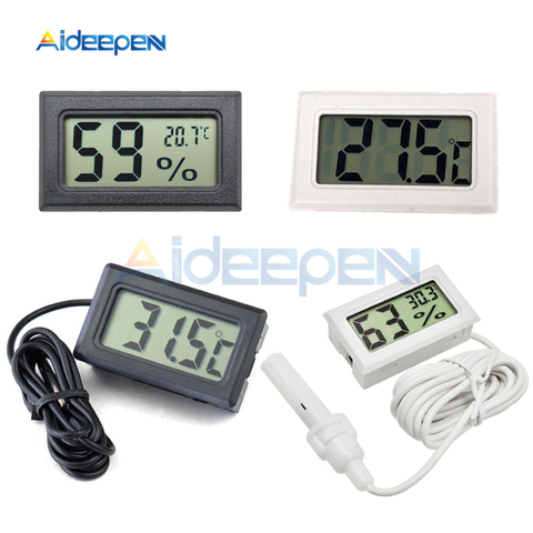 Mini thermomètre numérique LCD hygromètre-50 ~ 110 degrés capteur de température pour intérieur extérieur congélateur réfrigérateur 1M 1.5M 2M sonde ► Photo 1/6