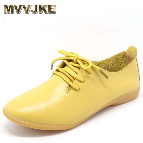 MVVJKE – chaussures Oxford en cuir véritable pour femmes, mocassins plats à lacets, bout rond, décontractés, printemps et automne ► Photo 1/6