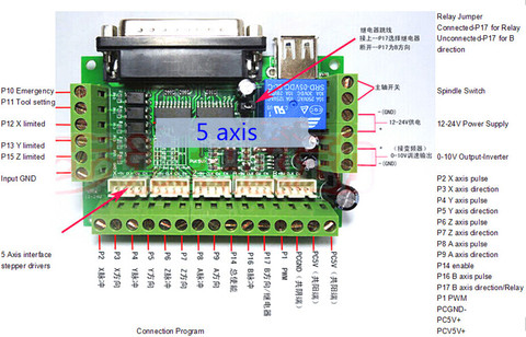 5 Axes CNC Adaptateur D'interface Sfe Pour Stepper Motor Pilote Mach3 + USB Câble, mach3 CNC contrôleur ► Photo 1/3