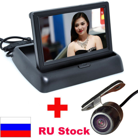 Moniteur de voiture pliable, moniteur LCD couleur TFT, haute résolution, 4.3 pouces, moniteur d'assistance au stationnement, DC 12V, avec caméra de recul ► Photo 1/6