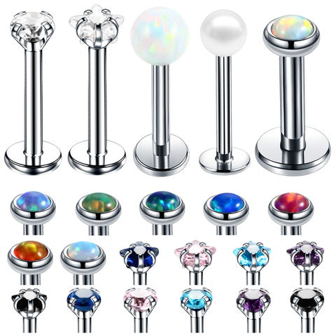 1PC 16G En Acier Cristal Gem Labret Monore Bague Étoile Ronde Oreille Piercing Stud Helix Tragus Anneaux Orelha Cartilagem Sexy Fille Bijoux ► Photo 1/6