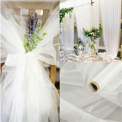 Rouleau de Tulle en Organza cristal transparent 10 m/lot 48cm, tissu pour décoration de fête de mariage, chaise en organza, décor d'arc de mariage, robe de femme ► Photo 1/6