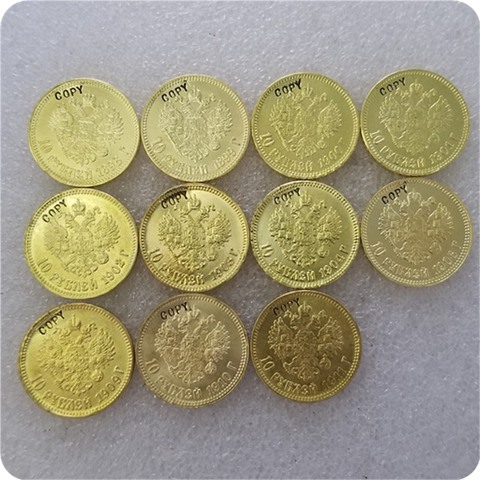 Copie de pièces de monnaie ROUBLE CZAR NICHOLAS II | 1898-1911 russie 10 pièces d'or ► Photo 1/6