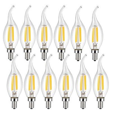 10 pièces LED Filament ampoule E14 4W/6W AC220V verre coquille 360 degrés C35 Edison rétro bougie lumière blanc chaud/froid livraison gratuite ► Photo 1/6