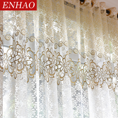 Rideau en Tulle contemporain Floral ENHAO | Pour salon chambre à coucher, Voile de cuisine, rideaux transparents pour fenêtre, rideaux en Tulle ► Photo 1/6