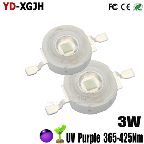Puces LED violettes UV haute puissance 3W, 365-367nm, 385-390nm, 400nm, 410nm, 420nm, COB, lumières ultraviolettes 3W ► Photo 1/6