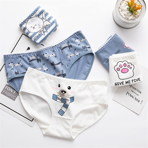 Culotte en coton à motif de chat pour femme, sous-vêtements pour fille, lingerie, culotte décontractée, dessin animé, vente en gros ► Photo 1/6