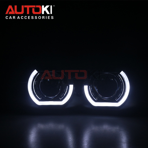 AUTOKI Nouveau 2022 Sport LED Ange Yeux + Bi Lentille Xénon Projecteur Phare Pour Voiture Rénovation Feux Diurnes 2.5 /3.0 H4 H7 ► Photo 1/6