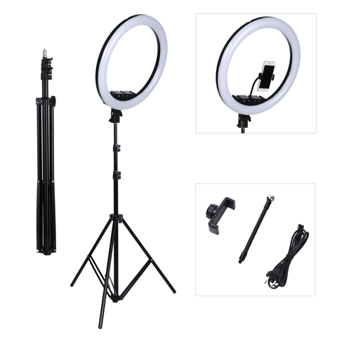 18 pouces Photo Studio éclairage LED anneau lumière écran tactile interrupteur photographie Dimmable anneau lampe avec support pour Portrait, maquillage ► Photo 1/6