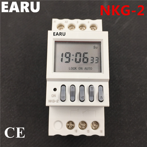 Minuterie numérique PROGRAMMABLE avec écran LCD NKG-2 NKG2, interrupteur relais DIN RAIL 1s-198h, 16 groupes, contrôleur de lampe de rue ► Photo 1/6