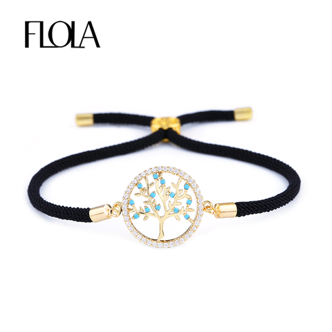 FLOLA-Bracelet avec cordes noires, fait à la main, en Zircon, cordon de vie ajustable, bijoux chanceux, tressés, cadeau, brta67 ► Photo 1/6