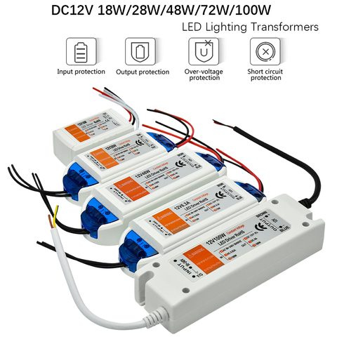 1 pièces DC12V alimentation Led pilote 18W / 28W / 48W / 72W / 100W adaptateur transformateur d'éclairage commutateur pour LED bande plafonnier ► Photo 1/6