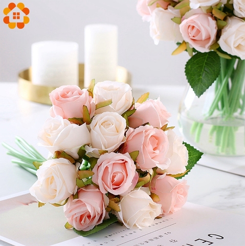 1 Bouquet artificiel Rose Bouquet décoratif soie fleurs mariée Bouquets pour mariage maison fête décoration mariage Supplies1 ► Photo 1/6