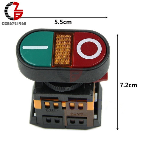 Démarrage arrêt bouton poussoir interrupteur indicateur lumineux interrupteur momentané rouge vert mise hors tension ► Photo 1/6