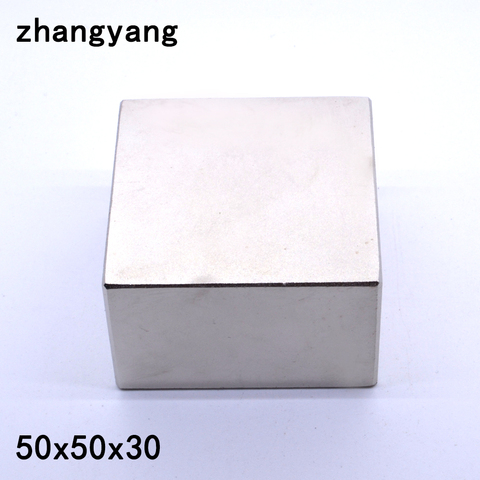 N52 1 pièces bloc 50x50x30mm Super fort terres rares aimants aimant néodyme (3 tailles: 50x50x30mm ou 50x50x25mm ou 40x40x20mm) ► Photo 1/6